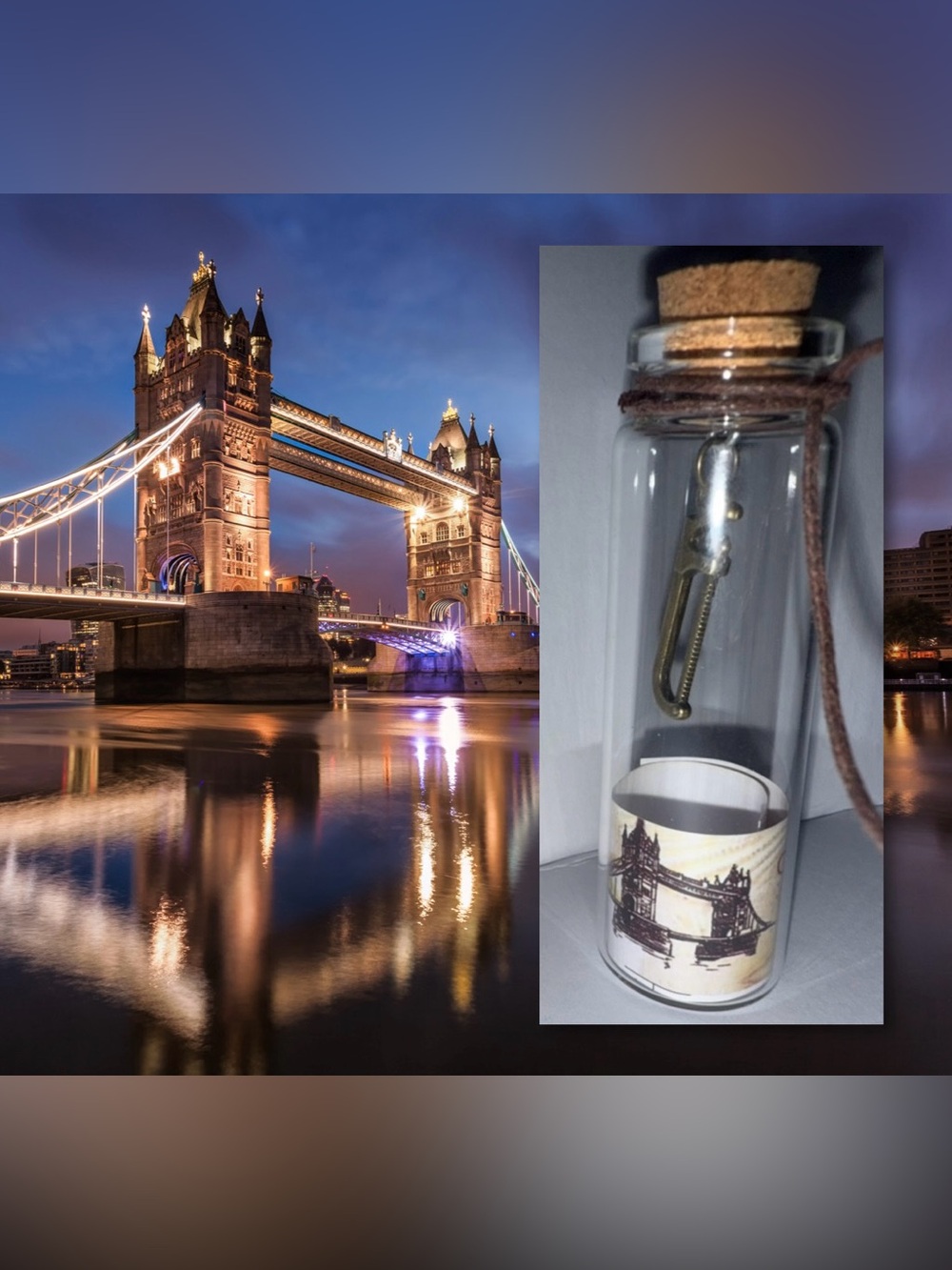 $1 Glass Message Bottle with London Bridge $1 WITH ANY $10 ORDER OR MORE